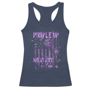 Purple Up Military Child Racerback Tank Top Dandelion Vintage American Flag Military Child Month TS11 Navy Print Your Wear