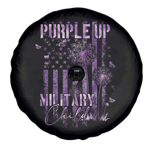 Purple Up Military Child Spare Tire Cover Dandelion Vintage American Flag Military Child Month TS11 Print Your Wear