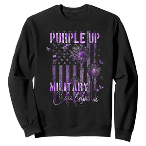 Purple Up Military Child Sweatshirt Dandelion Vintage American Flag Military Child Month TS11 Black Print Your Wear