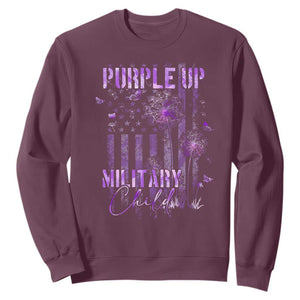 Purple Up Military Child Sweatshirt Dandelion Vintage American Flag Military Child Month TS11 Maroon Print Your Wear