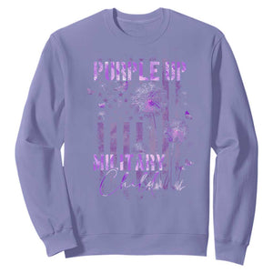 Purple Up Military Child Sweatshirt Dandelion Vintage American Flag Military Child Month TS11 Violet Print Your Wear