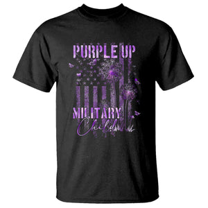 Purple Up Military Child T Shirt Dandelion Vintage American Flag Military Child Month TS11 Black Print Your Wear