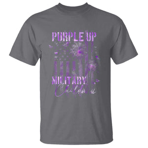 Purple Up Military Child T Shirt Dandelion Vintage American Flag Military Child Month TS11 Charcoal Print Your Wear