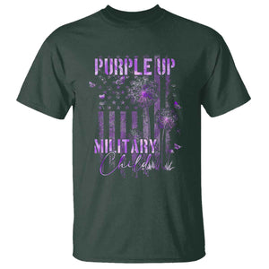 Purple Up Military Child T Shirt Dandelion Vintage American Flag Military Child Month TS11 Dark Forest Green Print Your Wear