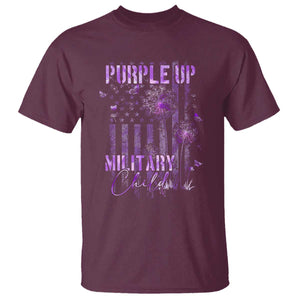 Purple Up Military Child T Shirt Dandelion Vintage American Flag Military Child Month TS11 Maroon Print Your Wear