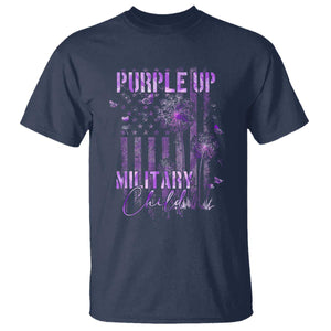 Purple Up Military Child T Shirt Dandelion Vintage American Flag Military Child Month TS11 Navy Print Your Wear