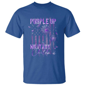 Purple Up Military Child T Shirt Dandelion Vintage American Flag Military Child Month TS11 Royal Blue Print Your Wear