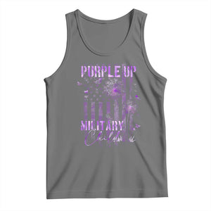 Purple Up Military Child Tank Top Dandelion Vintage American Flag Military Child Month TS11 Black Heather Print Your Wear