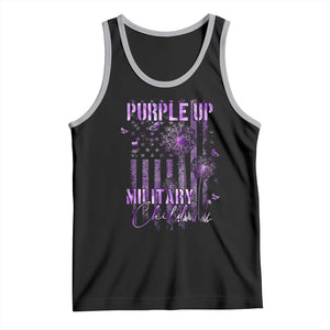 Purple Up Military Child Tank Top Dandelion Vintage American Flag Military Child Month TS11 Black Athletic Heather Print Your Wear