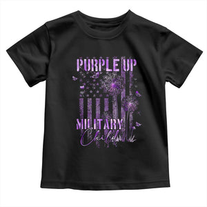 Purple Up Military Child Toddler T Shirt Dandelion Vintage American Flag Military Child Month TS11 Black Print Your Wear