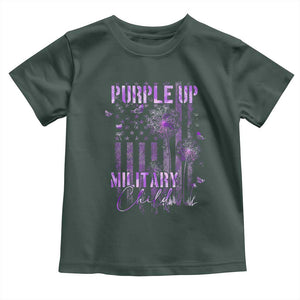 Purple Up Military Child Toddler T Shirt Dandelion Vintage American Flag Military Child Month TS11 Dark Forest Green Print Your Wear