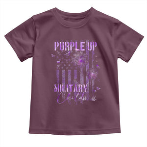 Purple Up Military Child Toddler T Shirt Dandelion Vintage American Flag Military Child Month TS11 Maroon Print Your Wear