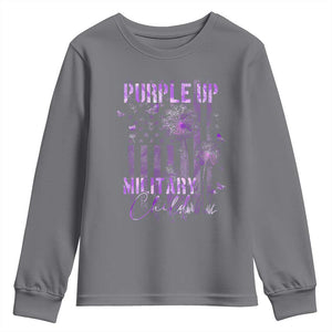 Purple Up Military Child Youth Sweatshirt Dandelion Vintage American Flag Military Child Month TS11 Charcoal Print Your Wear