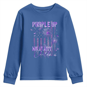 Purple Up Military Child Youth Sweatshirt Dandelion Vintage American Flag Military Child Month TS11 Royal Blue Print Your Wear