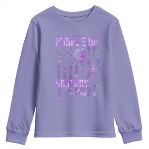 Purple Up Military Child Youth Sweatshirt Dandelion Vintage American Flag Military Child Month TS11 Violet Print Your Wear