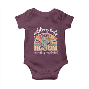 Military Kids Bloom Where They Are Planted Baby Onesie Military Child Month Retro Vintage Flowers TS11 Maroon Print Your Wear