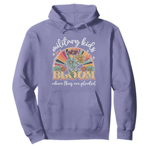 Military Kids Bloom Where They Are Planted Hoodie Military Child Month Retro Vintage Flowers TS11 Violet Print Your Wear
