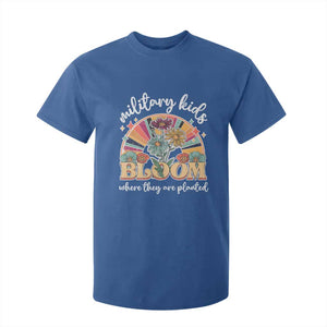 Military Kids Bloom Where They Are Planted T Shirt For Kid Military Child Month Retro Vintage Flowers TS11 Royal Blue Print Your Wear