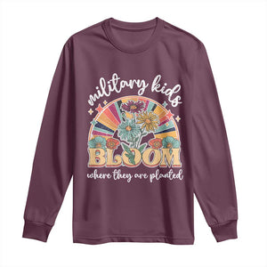 Military Kids Bloom Where They Are Planted Long Sleeve Shirt Military Child Month Retro Vintage Flowers TS11 Maroon Print Your Wear