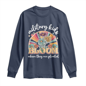 Military Kids Bloom Where They Are Planted Long Sleeve Shirt Military Child Month Retro Vintage Flowers TS11 Navy Print Your Wear
