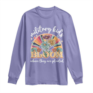 Military Kids Bloom Where They Are Planted Long Sleeve Shirt Military Child Month Retro Vintage Flowers TS11 Violet Print Your Wear