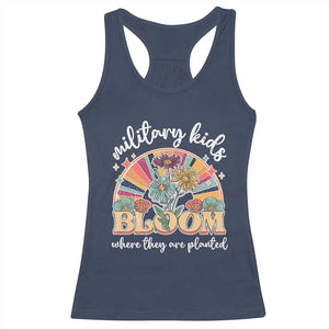 Military Kids Bloom Where They Are Planted Racerback Tank Top Military Child Month Retro Vintage Flowers TS11 Navy Print Your Wear