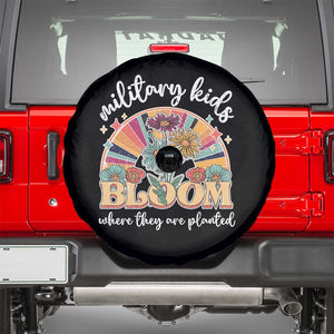 Military Kids Bloom Where They Are Planted Spare Tire Cover Military Child Month Retro Vintage Flowers TS11 Black Print Your Wear