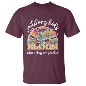 Military Kids Bloom Where They Are Planted T Shirt Military Child Month Retro Vintage Flowers TS11 Maroon Print Your Wear