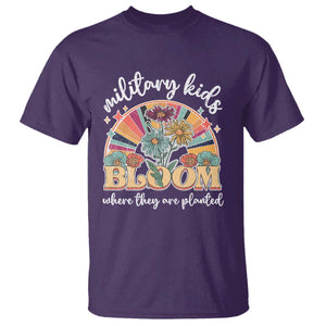 Military Kids Bloom Where They Are Planted T Shirt Military Child Month Retro Vintage Flowers TS11 Purple Print Your Wear