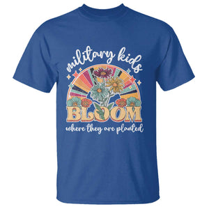 Military Kids Bloom Where They Are Planted T Shirt Military Child Month Retro Vintage Flowers TS11 Royal Blue Print Your Wear