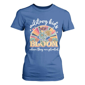 Military Kids Bloom Where They Are Planted T Shirt For Women Military Child Month Retro Vintage Flowers TS11 Royal Blue Print Your Wear