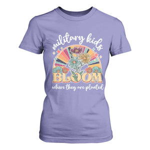Military Kids Bloom Where They Are Planted T Shirt For Women Military Child Month Retro Vintage Flowers TS11 Violet Print Your Wear