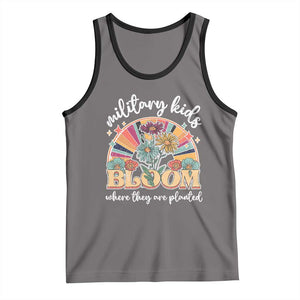 Military Kids Bloom Where They Are Planted Tank Top Military Child Month Retro Vintage Flowers TS11 Deep Heather Black Print Your Wear