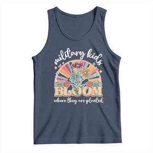 Military Kids Bloom Where They Are Planted Tank Top Military Child Month Retro Vintage Flowers TS11 Navy Print Your Wear