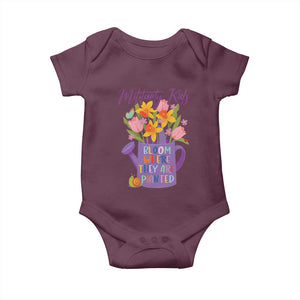 Military Kids Bloom Where They Are Planted Baby Onesie Military Child Month Flower TS11 Maroon Print Your Wear