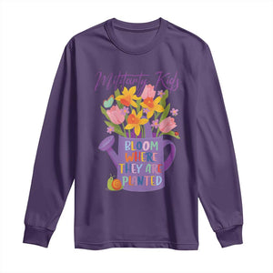 Military Kids Bloom Where They Are Planted Long Sleeve Shirt Military Child Month Flower TS11 Purple Print Your Wear