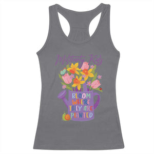 Military Kids Bloom Where They Are Planted Racerback Tank Top Military Child Month Flower TS11 Charcoal Print Your Wear