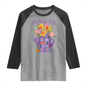 Military Kids Bloom Where They Are Planted Raglan Shirt Military Child Month Flower TS11 Sport Gray Black Print Your Wear