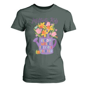 Military Kids Bloom Where They Are Planted T Shirt For Women Military Child Month Flower TS11 Dark Forest Green Print Your Wear