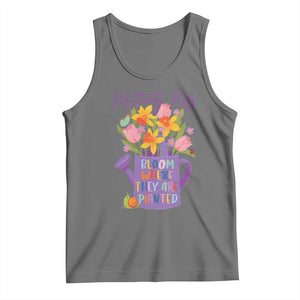 Military Kids Bloom Where They Are Planted Tank Top Military Child Month Flower TS11 Black Heather Print Your Wear