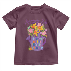 Military Kids Bloom Where They Are Planted Toddler T Shirt Military Child Month Flower TS11 Maroon Print Your Wear