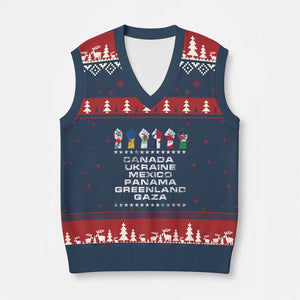 Canada Greenland Mexico Panama Gaza Ukraine Pride V-Neck Knit Sweater Vest Hand Fist TS11 Navy Red Print Your Wear