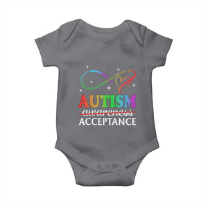 Autism Awareness Acceptance Baby Onesie Advocate Educate Accommodate Include Infinity Symbol TS11 Charcoal Print Your Wear