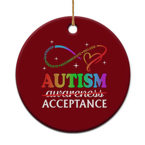 Autism Awareness Acceptance Ceramic Ornament Advocate Educate Accommodate Include Infinity Symbol TS11 1pc Red Print Your Wear