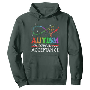 Autism Awareness Acceptance Hoodie Advocate Educate Accommodate Include Infinity Symbol TS11 Dark Forest Green Print Your Wear