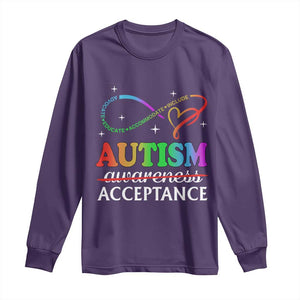 Autism Awareness Acceptance Long Sleeve Shirt Advocate Educate Accommodate Include Infinity Symbol TS11 Purple Print Your Wear