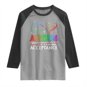 Autism Awareness Acceptance Raglan Shirt Advocate Educate Accommodate Include Infinity Symbol TS11 Sport Gray Black Print Your Wear