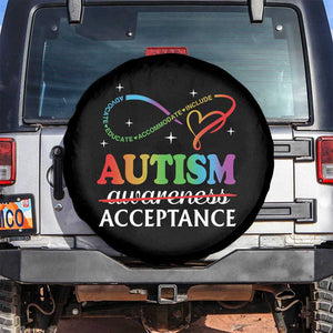 Autism Awareness Acceptance Spare Tire Cover Advocate Educate Accommodate Include Infinity Symbol TS11 No hole Black Print Your Wear