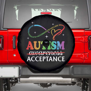 Autism Awareness Acceptance Spare Tire Cover Advocate Educate Accommodate Include Infinity Symbol TS11 Black Print Your Wear