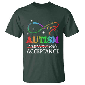 Autism Awareness Acceptance T Shirt Advocate Educate Accommodate Include Infinity Symbol TS11 Dark Forest Green Print Your Wear